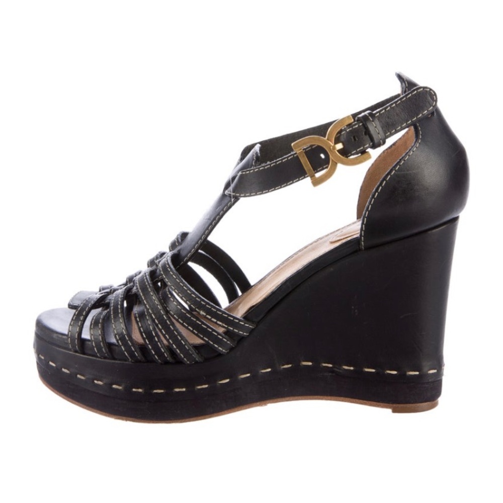 Chloe Leather Wedge Sandals
